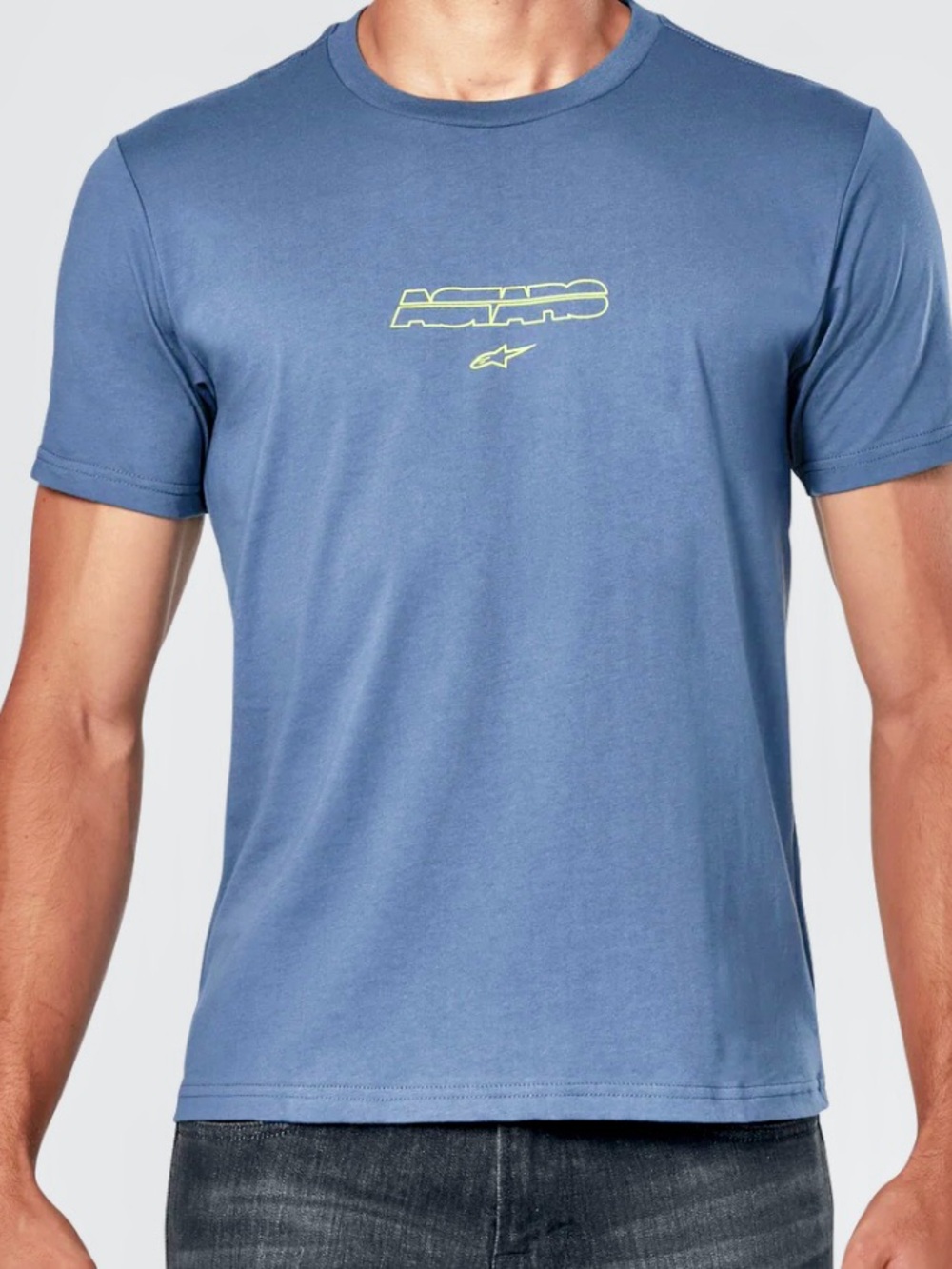 Alpinestars Men’s Dusty Blue Crew Tee with Neon Logo